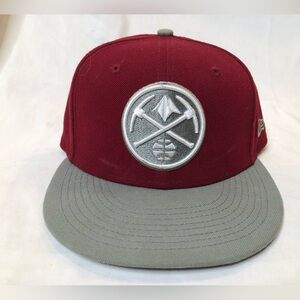 New Era NBA Denver Nuggets Silver Logo Fitted Hat - Size 7 3/8